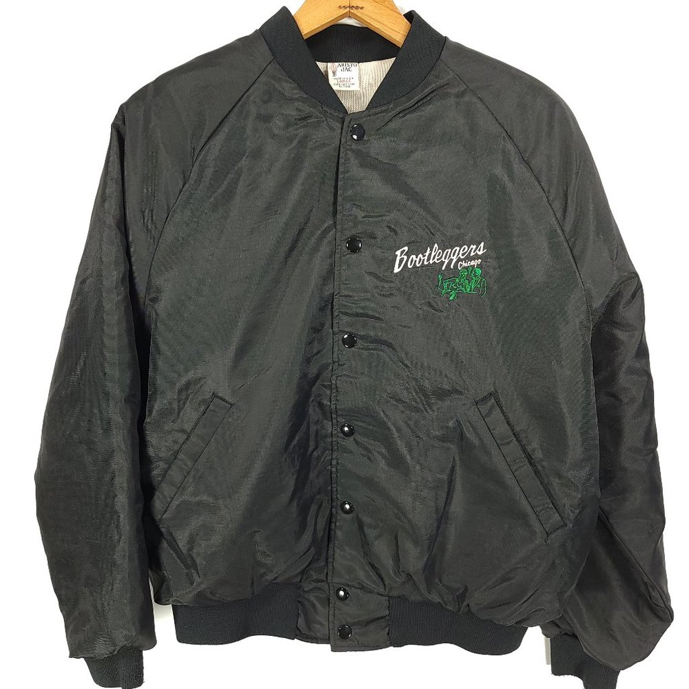 Vtg Bootleggers Chicago Jacket Men's Large Aristo Jac Snap Front Distressed